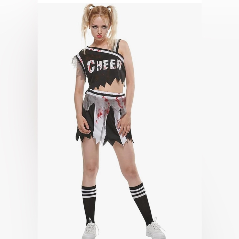 Women’s zombie cheerleader costume, size M. Worn only a few hrs-original package